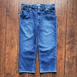 PAIGE Anessa‎ Straight Leg Jeans 33 Petite Hi Rise Medium Wash Denim Clean Girl